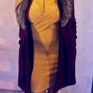 Wool Golden/Mustard Yellow Long Sleeve Dress